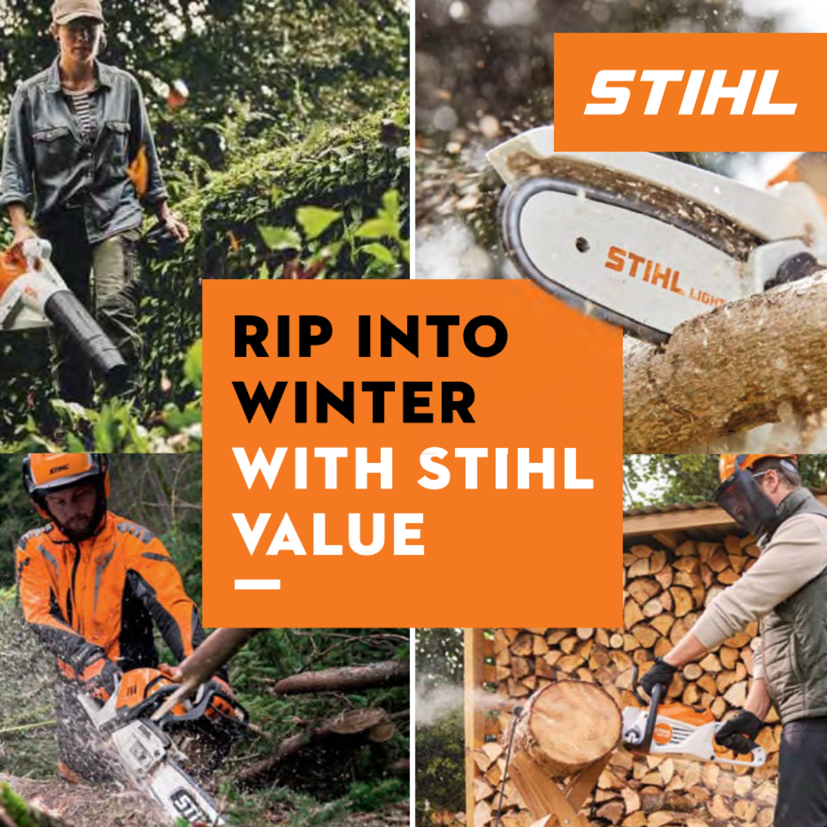 Front cover of STIHL Winter Catalogue 2025 featuring chainsaws – available at Mower City Albury, servicing Wodonga and surrounds