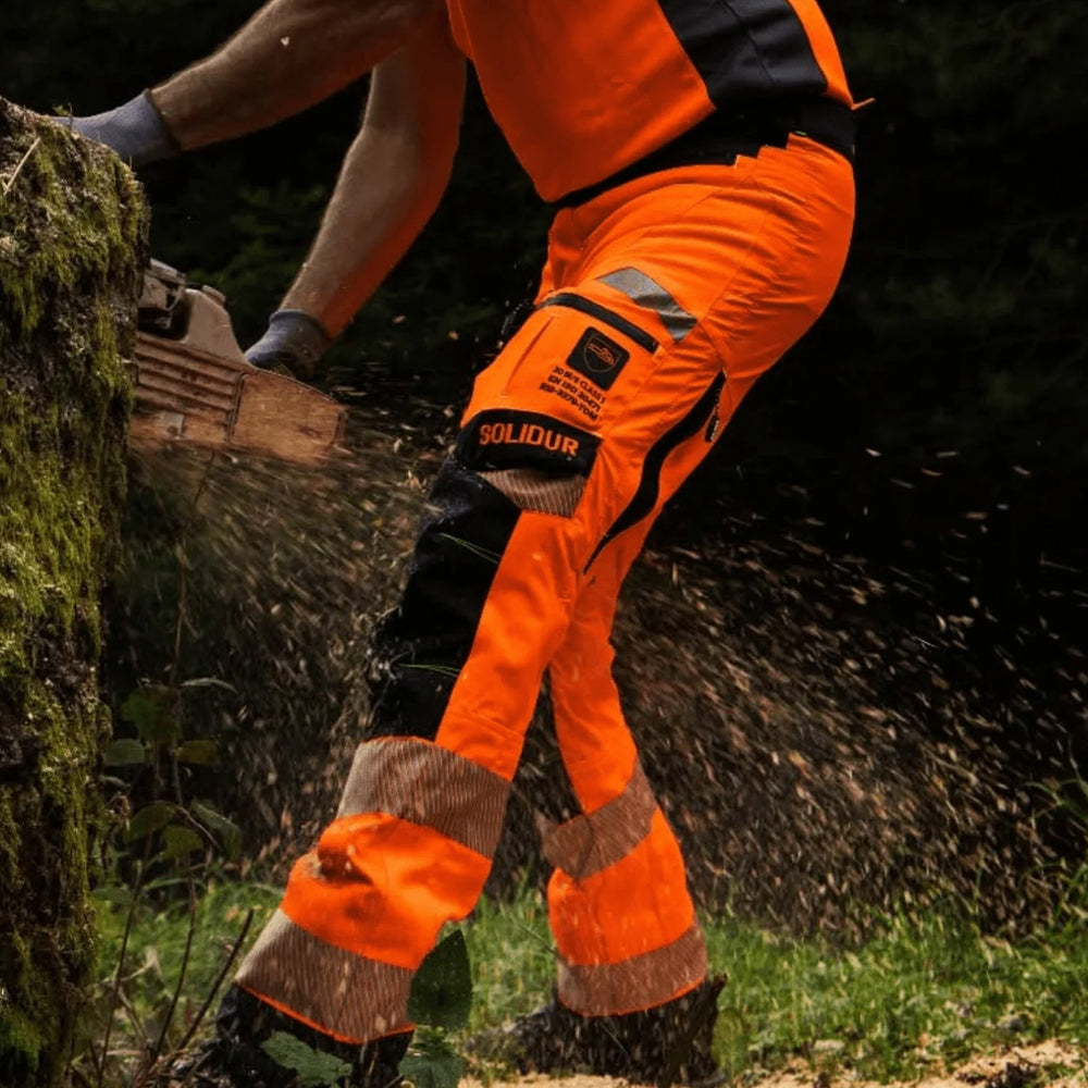 Shop SOLIDUR technical and protective trousers for arborists, climbing, chainsaw work and forestry. Available in Australia from Mower City Albury.