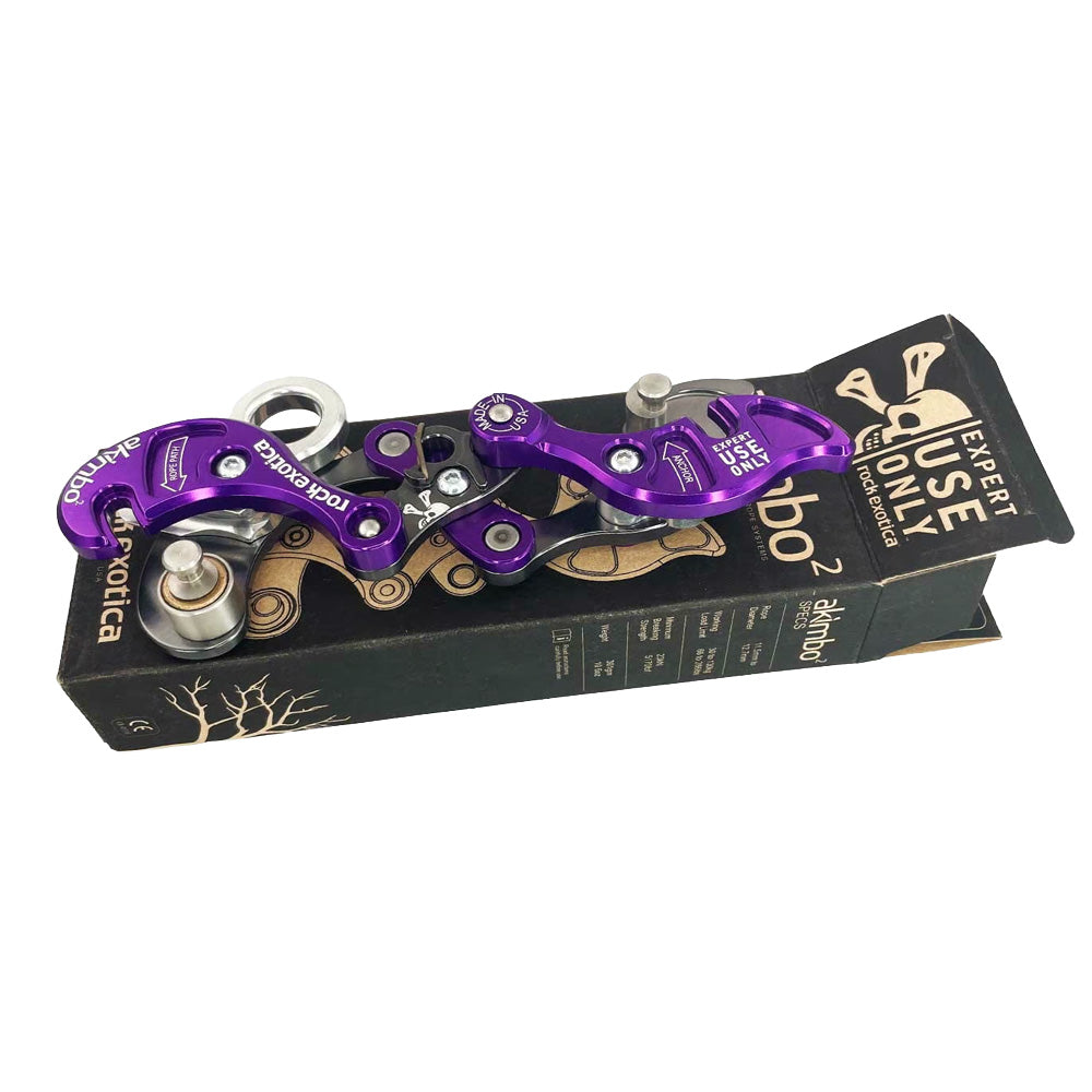 Rock Exotica Akimbo² climbing tool for arborists – lightweight, SRS and MRS compatible, available at Mower City Albury packaging