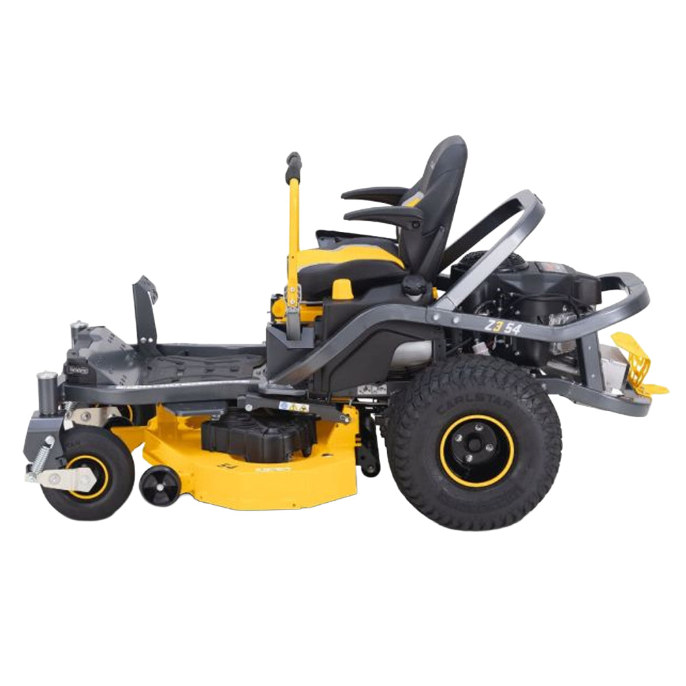 Cub Cadet Ultima Z3 54 zero turn mower with 24HP Kawasaki engine and 54” fabricated deck. Ideal for blocks up to 5 acres. Available at Mower City Albury. Side View