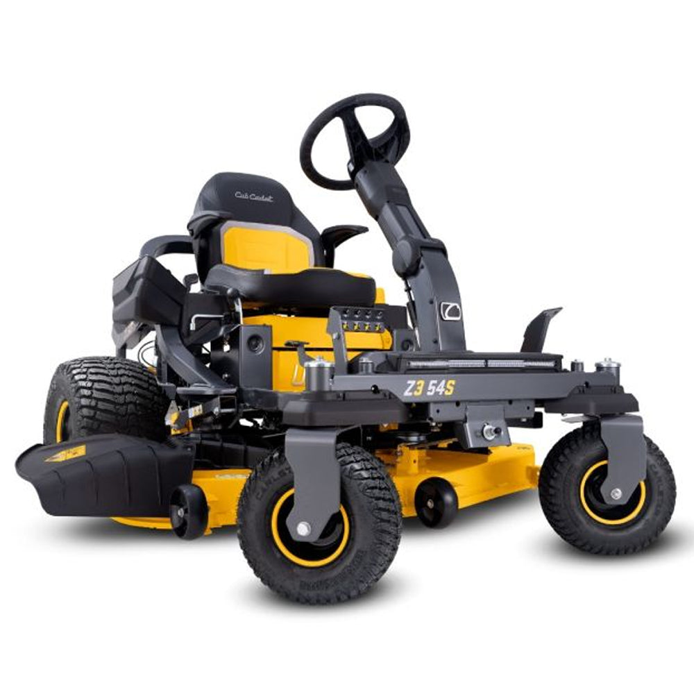Cub Cadet Z3 54 S zero turn mower with steering wheel control and 24HP Kawasaki engine. Built for slopes and larger blocks. Available at Mower City Albury.