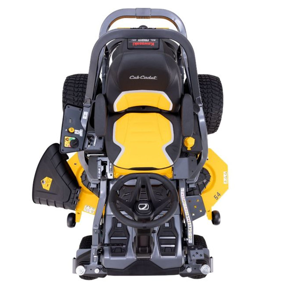 Top view Cub Cadet Z3 54 S zero turn mower with steering wheel control and 24HP Kawasaki engine. Built for slopes and larger blocks. Available at Mower City Albury.