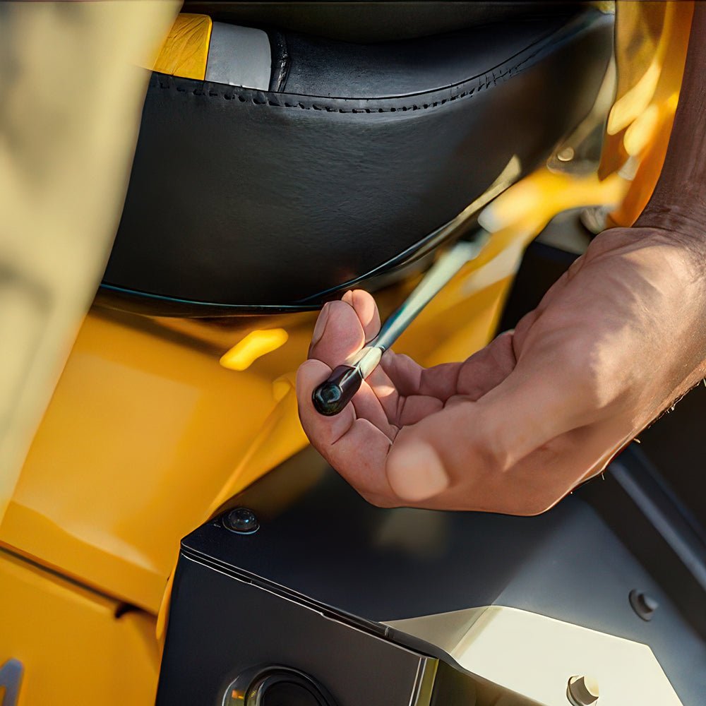 Seat comfort on the Cub Cadet Z3 54 S zero turn mower with steering wheel control and 24HP Kawasaki engine. Built for slopes and larger blocks. Available at Mower City Albury.