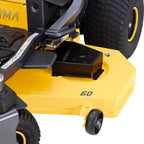 close up of 60" deck fabrication Cub Cadet Z3 60 S zero turn mower with steering wheel control, built for larger blocks and slopes. Available at Mower City Albury.