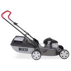 grey Victa Corvette 200 18” push mower with mulch or catch capability and Briggs & Stratton engine. Reliable, easy-start mowing. Available at Mower City Albury.