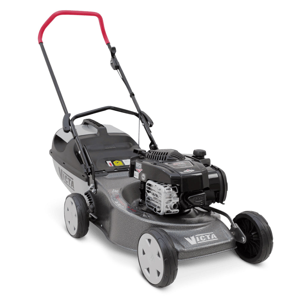 Victa Corvette 300 18” push mower with 150cc Briggs & Stratton engine and mulching disc. More power for domestic mowing. Available at Mower City Albury.