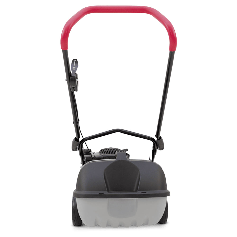 back view of Victa Corvette 300 18” push mower with 150cc Briggs & Stratton engine and mulching disc. More power for domestic mowing. Available at Mower City Albury.