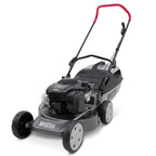 front of Victa Corvette 300 18” push mower with 150cc Briggs & Stratton engine and mulching disc. More power for domestic mowing. Available at Mower City Albury.