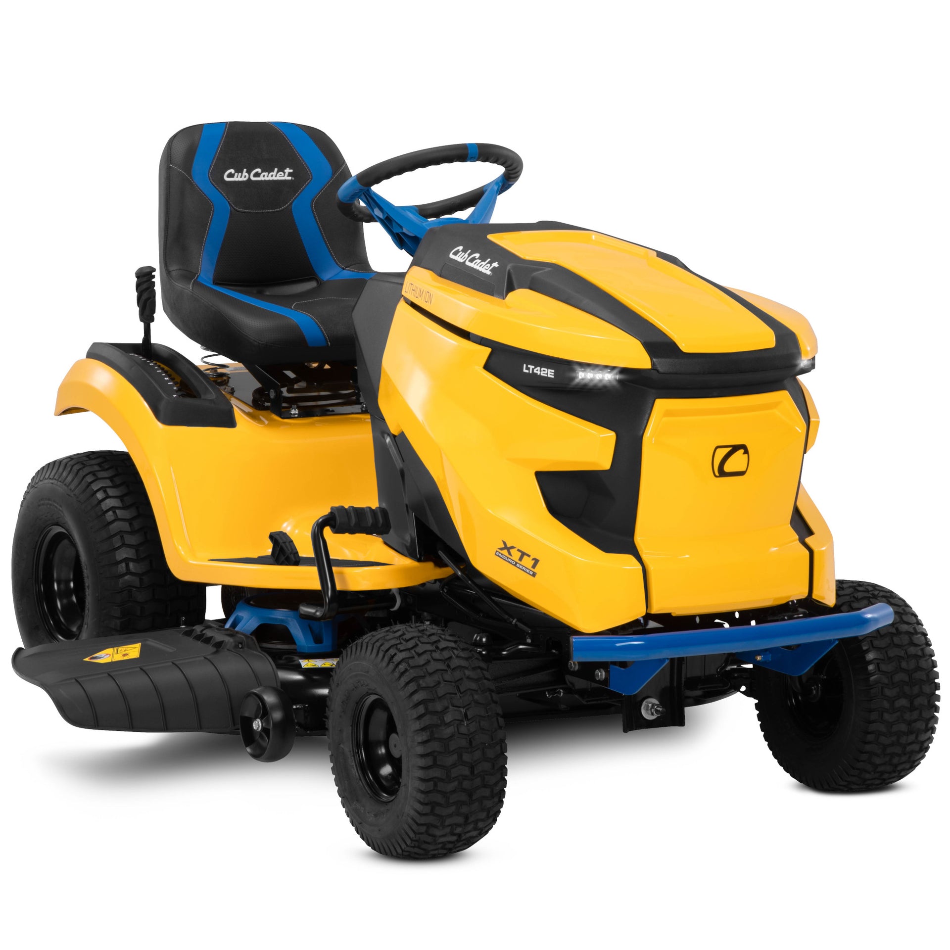 The advanced Cub Cadet 56 Volt MAX,60Ah 3000Wh Lithium Ion battery powered XT1 LT 42 E. The future of ride on mowers. Easily charges in a standard outlet. Mow up to two acres or 1.5 hours on a single charge without power fade. Recharge approx. 4 hours-No hassle, no fuss. To test drive contact Mower City Albury. 123