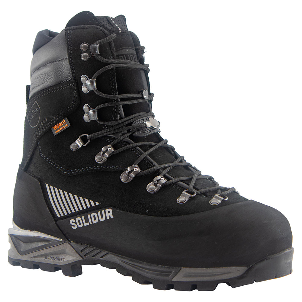 Solidur Class 3 (28 m/s) chainsaw safety boots with Vibram sole, waterproof membrane and Perwanger leather. Aluminium toe cap. Mower City Albury. 5