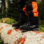 Solidur Class 3 (28 m/s) chainsaw safety boots with Vibram sole, waterproof membrane and Perwanger leather. Aluminium toe cap. Mower City Albury. lifestyle 