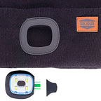 Working mechanism of LED light in Solidur Warm acrylic beanie with a removable USB-rechargeable LED light. 3 brightness settings, around 150 lumens. Mower City Albury.