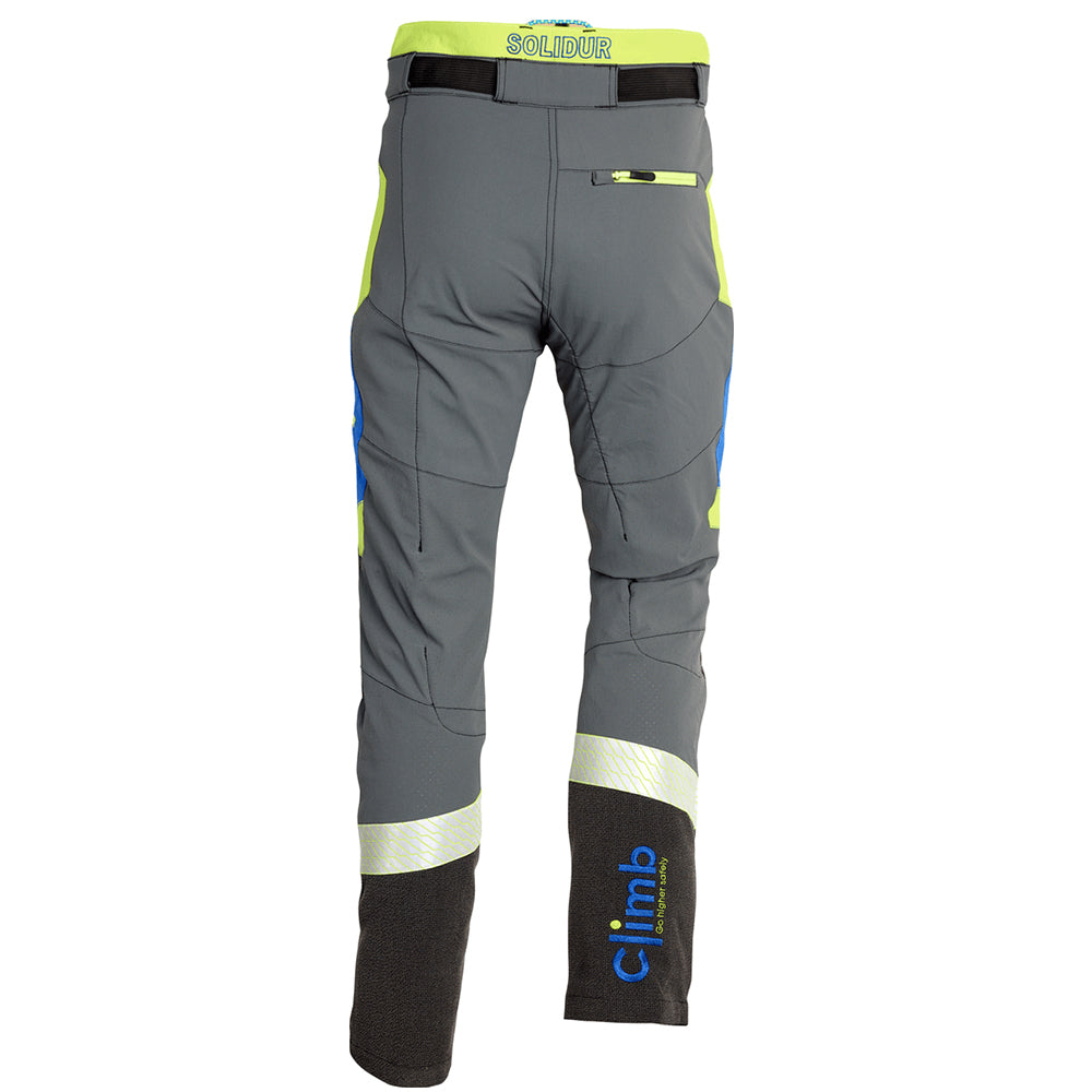 back view Solidur - Climbcut Class 1 Design A chainsaw trousers built for climbing and work at height. Slim fit, Kevlar reinforcement, calf protection. In store in Albury.