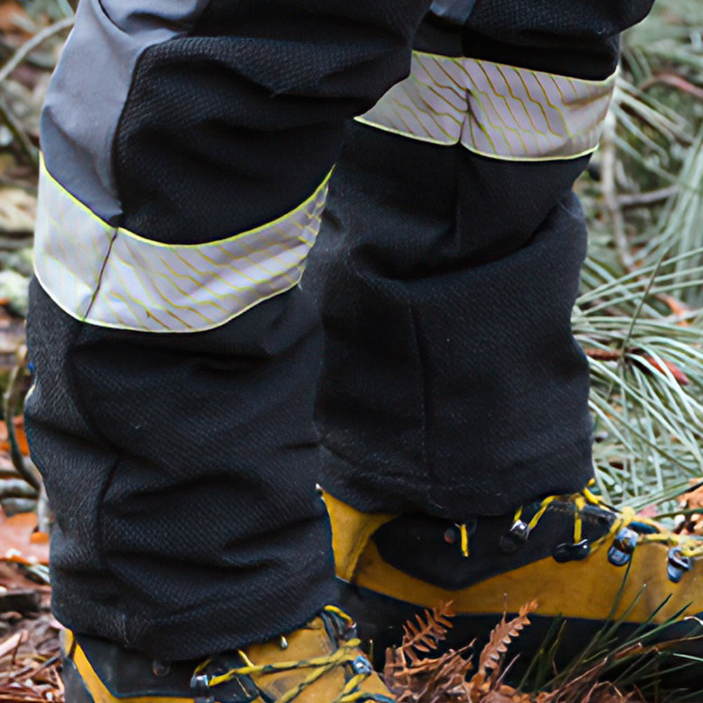front view on person Solidur - Climbcut Class 1 Design A chainsaw trousers built for climbing and work at height. Slim fit, Kevlar reinforcement, calf protection. In store in Albury.