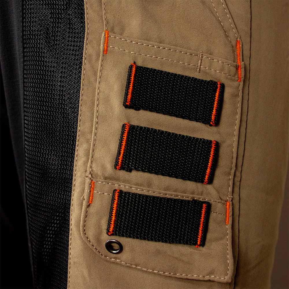 pocket detail of solidur Breathable Class 1 Design A chainsaw trousers for hot weather. Mesh vents, CoolMax lining, stretch fabric. Standard and long leg. Mower City Albury.