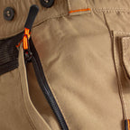 zipper detail of solidur Breathable Class 1 Design A chainsaw trousers for hot weather. Mesh vents, CoolMax lining, stretch fabric. Standard and long leg. Mower City Albury.