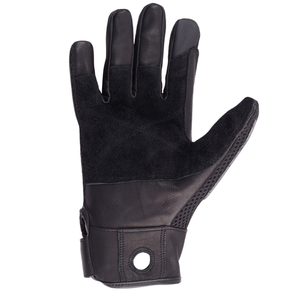 Solidur Handling gloves with impact protection over the knuckles and back of hand. Leather palm, breathable mesh, touchscreen fingertip. Albury.
