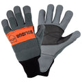 Solidur Class 2 chainsaw gloves with left-hand protection, water-repellent cowhide palm and artery protector. Available at Mower City Albury.