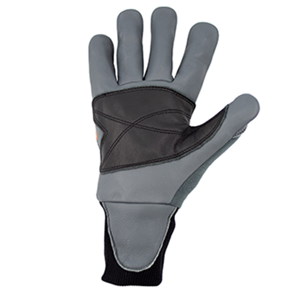 Left hand solidur Class 2 chainsaw gloves with left-hand protection, water-repellent cowhide palm and artery protector. Available at Mower City Albury.