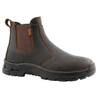 Solidur waterproof full-grain leather Chelsea work boots with elastic sides, oil-resistant, slip-resistant soles. For farm, yard and garden work. Available Australia wide (1)