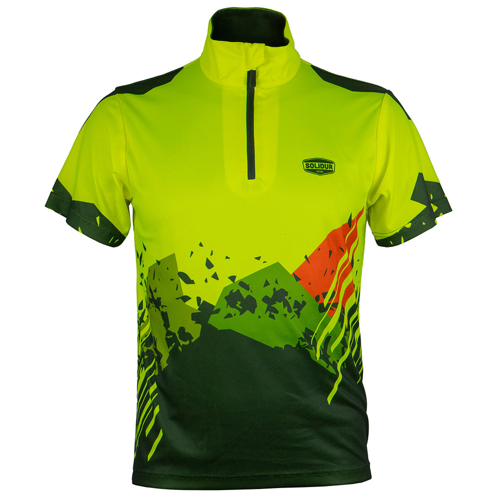 Solidur short sleeve Lightweight fluorescent work polo in yellow Quick drying, UPF 40+ sun protection. Mower City Albury.
