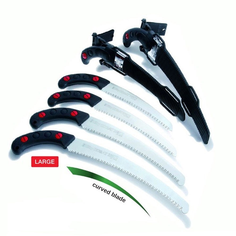 Discover the Silky Zubat Curved Handsaw at Mower City Albury. Crafted in Japan, it's perfect for pruning and cutting large branches. Curved design cuts effortlessly. Impulse-hardened teeth for long-lasting sharpness. Hollow-ground blades for smooth, fast cutting. Superior grip, reduced vibrations. Non-set teeth, rust-resistant coating. Elevate your pruning with the Zubat! Range