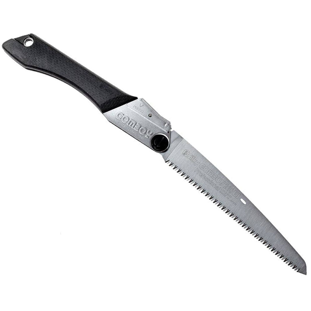 Discover the versatile Gomboy Medium-Tooth Folding Saw for pruning, carpentry, and on-the-go tasks. Enjoy smooth, quick cuts with its hollow ground blades and rust prevention. Conveniently store it in the hinged carrying case. Experience superior grip, even in wet conditions, thanks to the special Gom rubber formula. Visit Mower City Albury today! 4