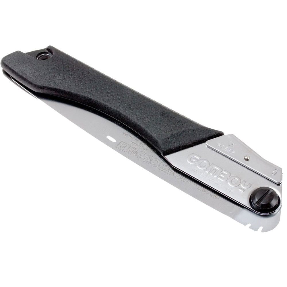 Discover the versatile Gomboy Medium-Tooth Folding Silky Saw for pruning, carpentry, and on-the-go tasks. Enjoy smooth, quick cuts with its hollow ground blades and rust prevention. Conveniently store it in the hinged carrying case. Experience superior grip, even in wet conditions, thanks to the special Gom rubber formula. Visit Mower City Albury today! 2
