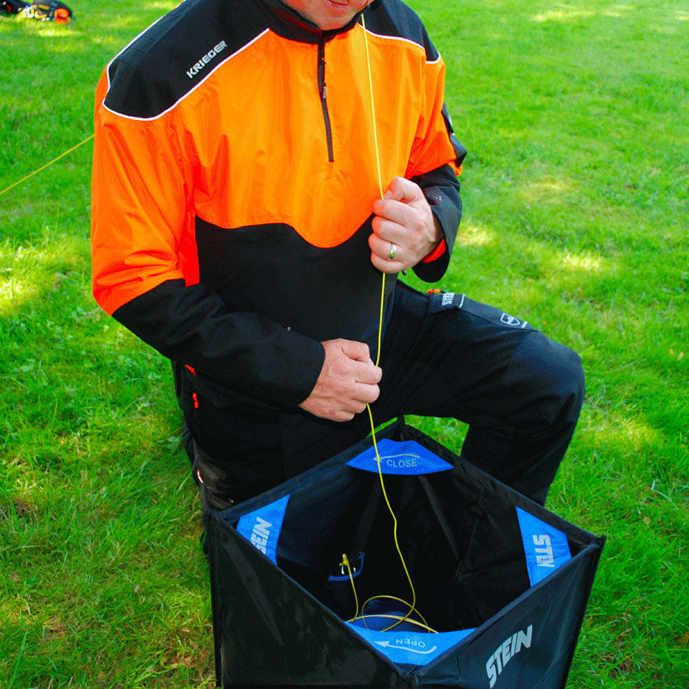 The STEIN Folding 44cm Cube MKII: Your ultimate throwline storage solution awaits! Built for durability and convenience, this versatile cube boasts rubber-capped corner rods, a heavy-duty stretch base, and two internal pockets. Buy today from Mower City Albury, your local arbory experts serving Albury, Wodonga & Surrounds. In-Situ