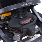 Close-up of a Kawasaki FR691IV engine mounted on a black riding lawn mower frame, with the words 'Cub Cadet' visible on the mower deck. Used for the Cub Cadet Ultima Z2 42 S - Zero Turn Mower - talk to mower city albury