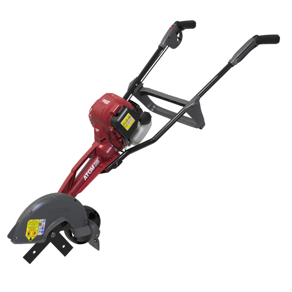 ATOM 481 4-stroke lawn edger with Honda GX25 engine and 4-blade cutting system. Clean, sharp lawn edges at home. Available at Mower City Albury.