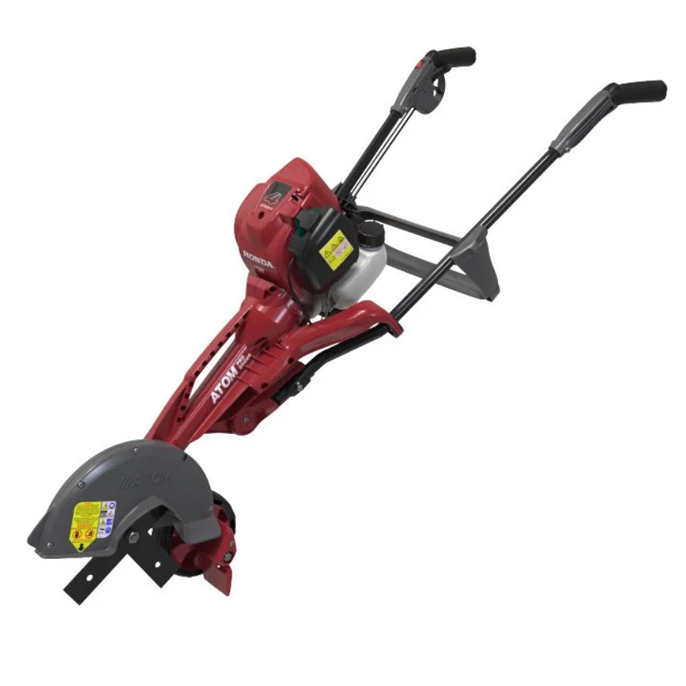 ATOM 562 Pro 4-stroke lawn edger with Honda GX35 engine, 4-blade cutting system and anti-vibration handle. Available at Mower City Albury.