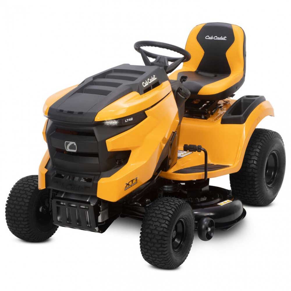 Tackle big lawns with the Cub Cadet XT1 21/42 ride-on mower. 42” deck, 21HP V-Twin, cruise control & hydro drive. Available at Mower City Albury. 5
