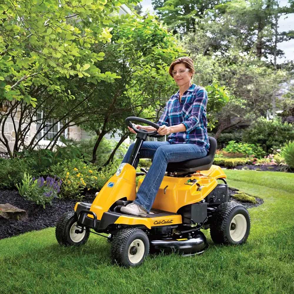 Cub Cadet CC30 H 30-inch compact ride-on lawn mower with hydrostatic drive, ideal for small acreage and tight access lawns — available at Mower City Albury.
2
