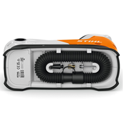 Portable STIHL KOA 20 Air Inflator with battery & charger. Inflate tyres, balls & gear with ease. In stock at Mower City Albury - Online and In-Store - storing all accessories easily