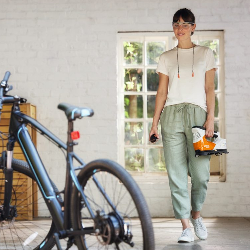 Portable STIHL KOA 20 Air Inflator with battery & charger. Inflate tyres, balls & gear with ease. In stock at Mower City Albury - Online and In-Store lifestyle 