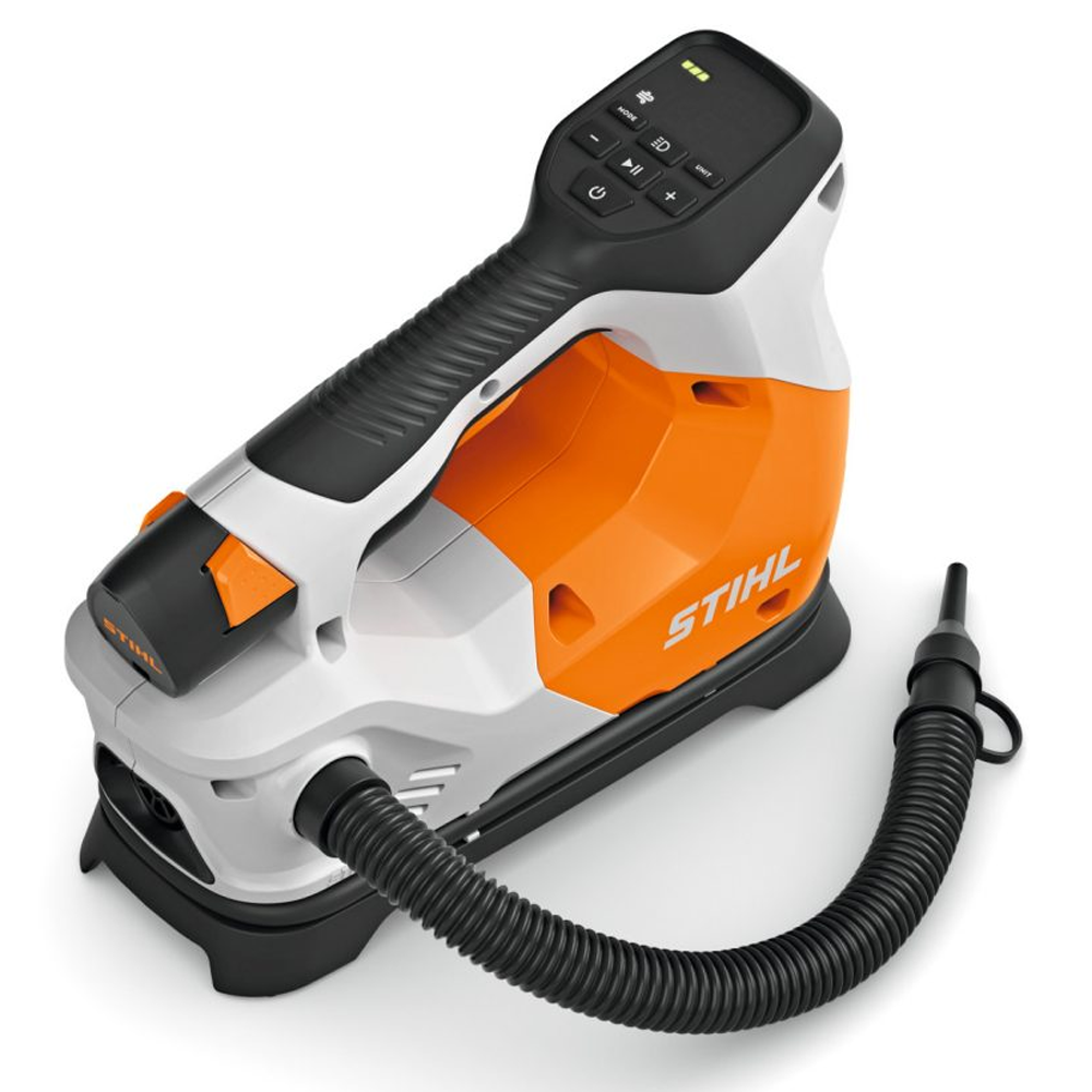 Portable STIHL KOA 20 Air Inflator with battery & charger. Inflate tyres, balls & gear with ease. In stock at Mower City Albury - Online and In-Store