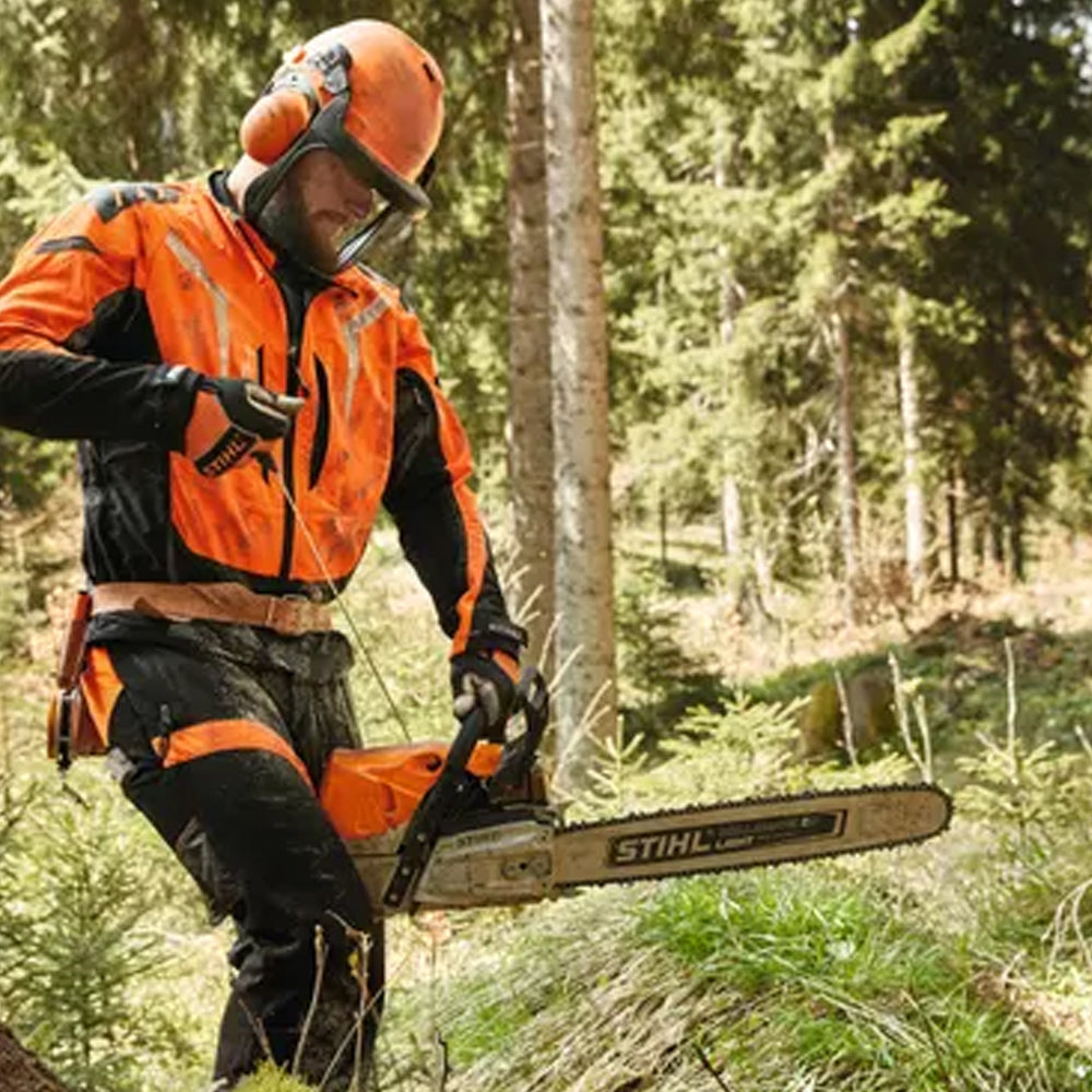 STIHL MS 462 C-M professional petrol chainsaw with 72.2cc engine, 4.4kW power and 20” bar. In use. Available at Mower City Albury. 