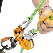 Enhance your climbing efficiency with the Petzl Chicane braking device. Compatible with Zigzag and Zigzag Plus Prusiks, it offers continuous friction on descents. Find it at Mower City Albury - come in-store today for all your climbing equipment and clothing needs.  hands