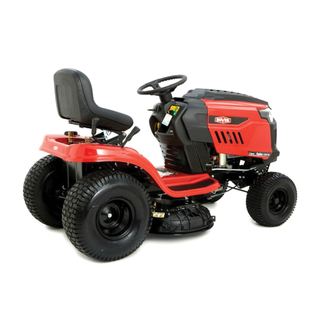 Rover Raider 36-inch ride-on mower with 439cc engine – available at Mower City Albury for pickup only. Side view