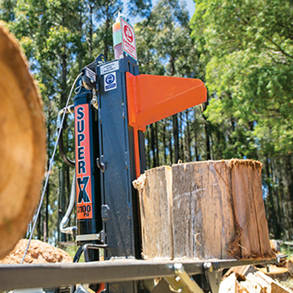 SuperX 3100 Wood Splitter - for small farms or households, it's the ultimate solution for splitting firewood easily. Featuring a genuine 6hp Honda engine and innovative design, it effortlessly splits Australian hardwood. It is covered by a 2-year warranty for added peace of mind. Purchase at Mower City - Albury Wodonga. wood