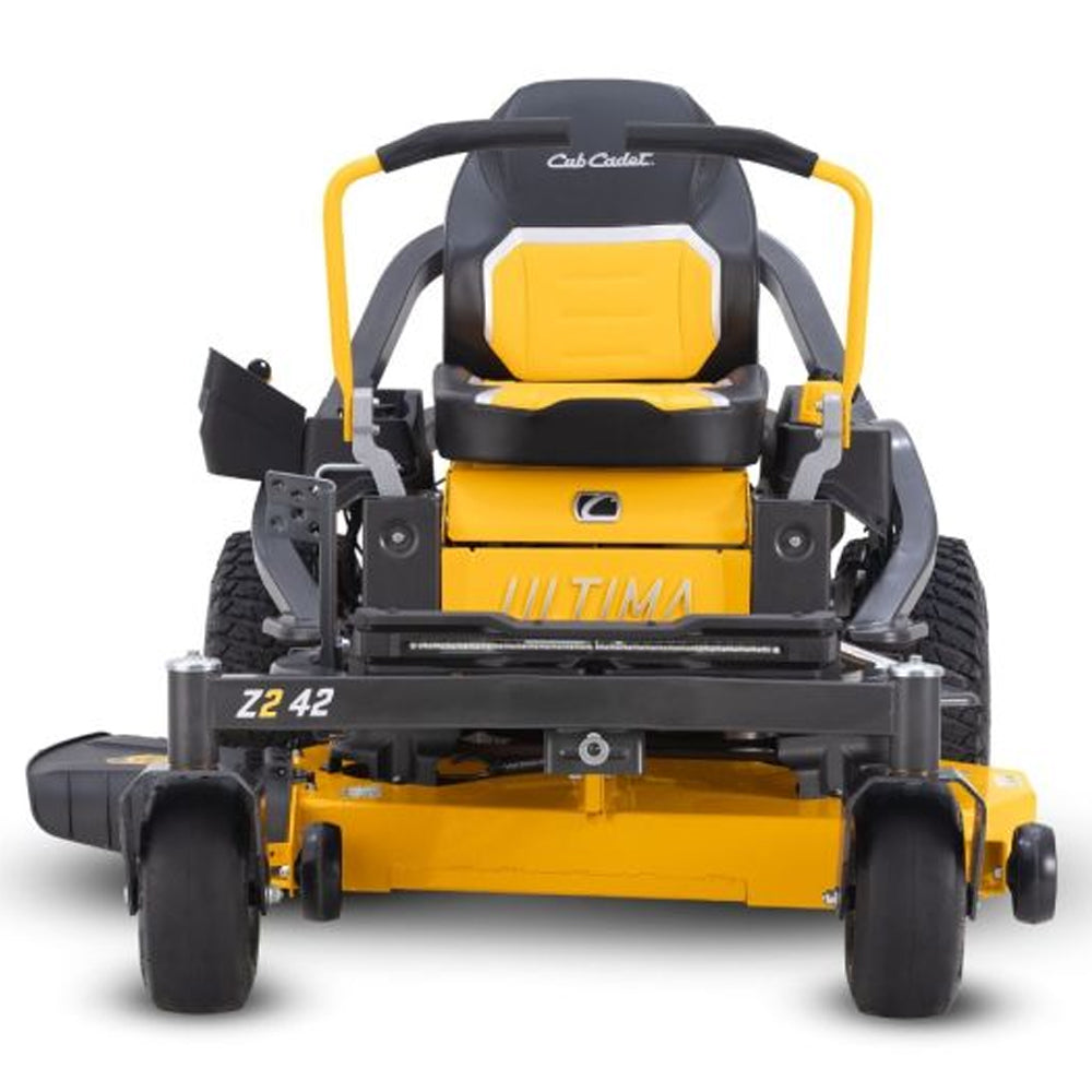 Cub Cadet Ultima Z2 42 zero-turn mower with 21.5HP Kawasaki engine and 42-inch fabricated deck. Built for blocks up to four acres. Available at Mower City Albury. Back