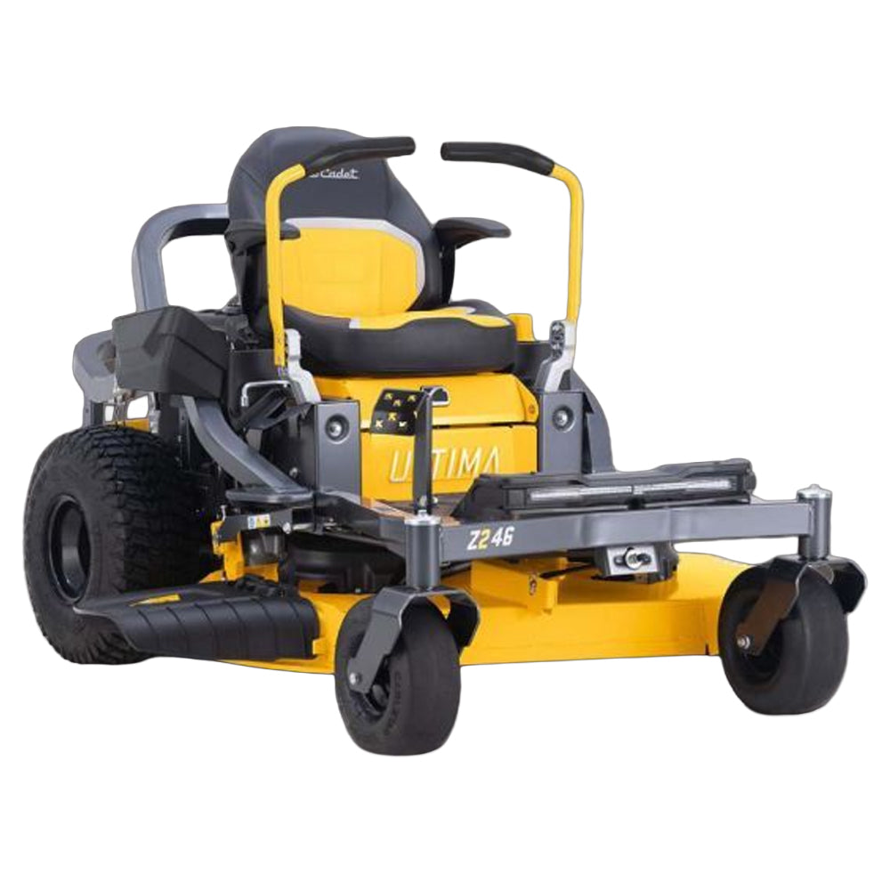 Cub Cadet Ultima Z2 46 zero-turn mower with a 21.5HP Kawasaki engine and 46-inch fabricated deck for larger lawns and blocks up to four acres. Available at Mower City Albury. Front