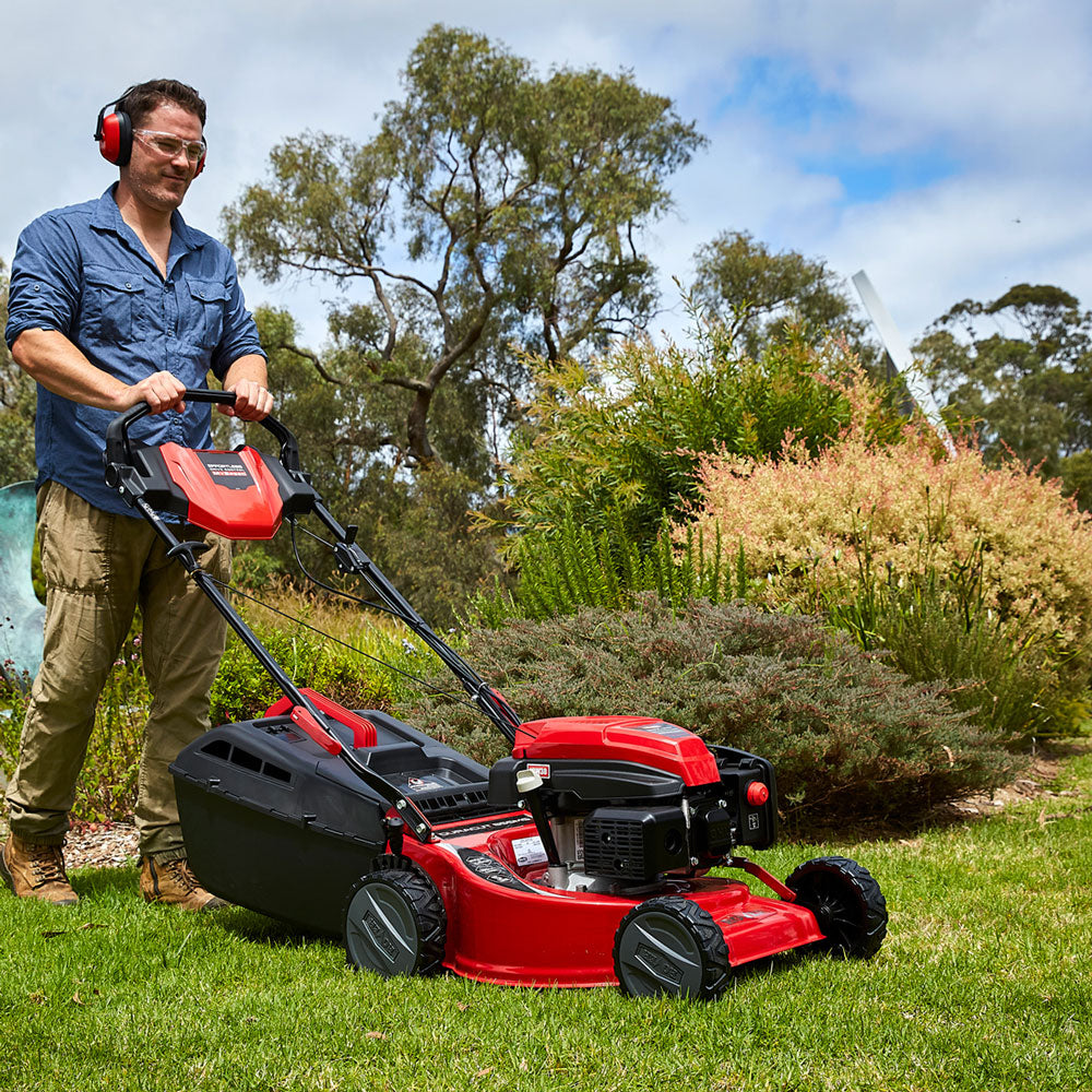 Duracut 855 MS-the new generation of self-propelled lawnmowers. Never 'too fast' or 'too slow'. My-Speed Self Propelled adjusts to your pace. Rover's "Great Start, Great Finish", Duracut 855 MS starts easily & gives a manicured lawn of up to 1/4 acre.  159cc Rover engine & MySpeed-you can't beat Rover. 5 year warranty. 123