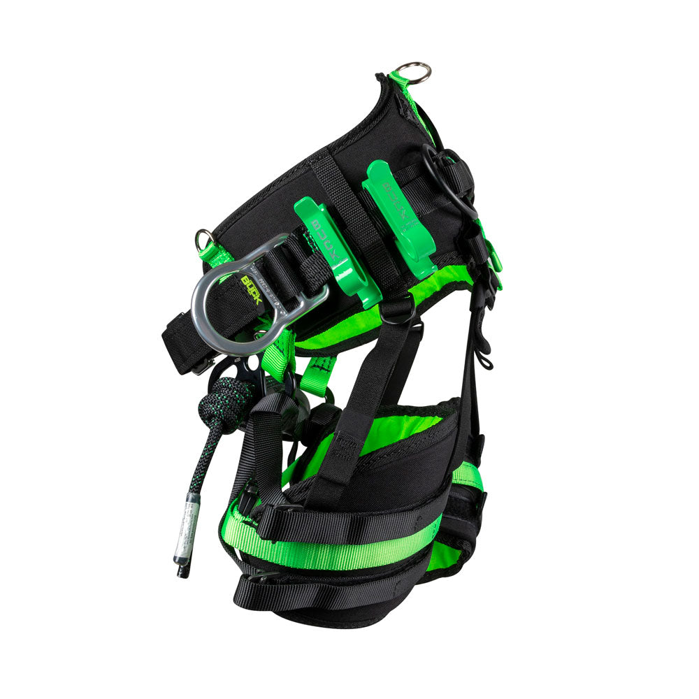 The Buckingham Agility Harness features proper fit, adjustment slippage, suspension systems mobility, lower hardware & attachment options during suspension. New back pad for max. support, new Leg Pad/Suspension & Segmented Rope Bridge/Suspension bridge systems. Lower rigging plate hardware design. Size S-M-L. 123