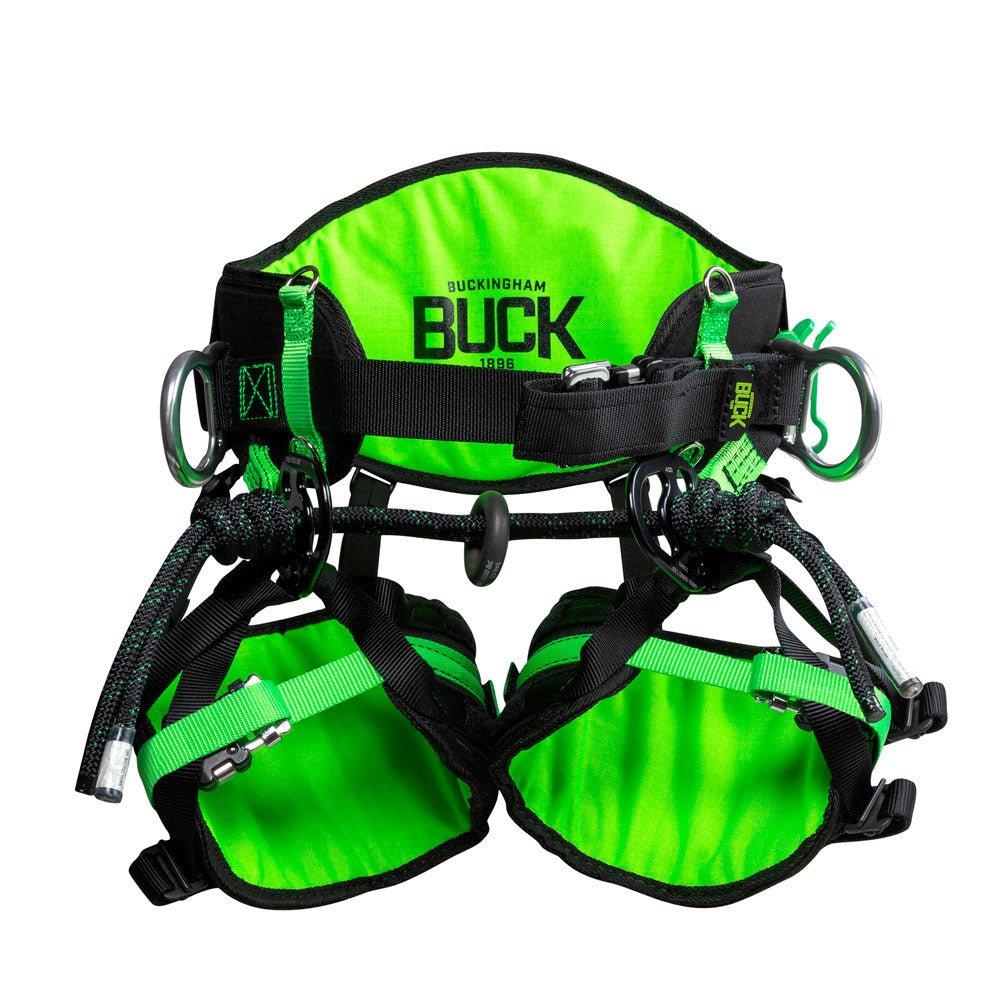 The Buckingham Agility Harness features proper fit, adjustment slippage, suspension systems mobility, lower hardware & attachment options during suspension. New back pad for max. support, new Leg Pad/Suspension & Segmented Rope Bridge/Suspension bridge systems. Lower rigging plate hardware design. Size S-M-L. 123