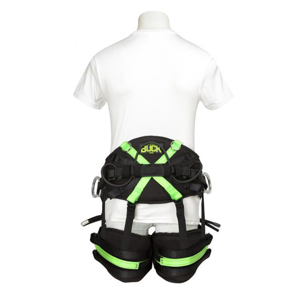 The Buckingham Agility Harness features proper fit, adjustment slippage, suspension systems mobility, lower hardware & attachment options during suspension. New back pad for max. support, new Leg Pad/Suspension & Segmented Rope Bridge/Suspension bridge systems. Lower rigging plate hardware design. Size S-M-L. 123