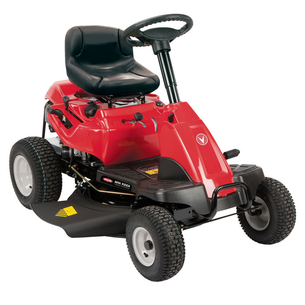 Rover Mini Rider 382/30 Ride On Mower's compact size is the perfect upgrade from a push mower, without access restrictions of larger models. Key start & blade engage lever, comfortable seat, tight turning circle, 30 inch cutting width. Great visibility,Operator presence control. 5 year unit & engine domestic warranty.123