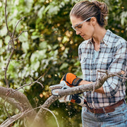 STIHL GTA26 Battery Powered Garden Pruner; Perfect for pruning trees & shrubs, garden waste,DIY. 10.8V, 28Wh AS 2 battery-up to 25 minutes runtime. STIHL Picco Micro 3 saw chain & 8 m/s high chain speed. Designed for two handed operation,non-slip control handle. Tool-free chain replacement. LED charge level indicator. 123