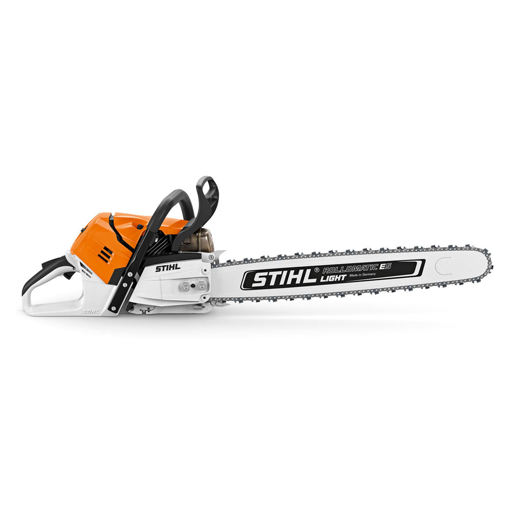 STIHL MS 500i Electronic controlled fuel injection chainsaw. Ideal for harvesting & processing large timber. Lightweight design. Acceleration 0-100 km/h in 0.25 seconds. New bumper spikes, HD2 filter, easy chain change, controlled-delivery oil pump, tool-free fuel cap. External temp., pressure & internal temp. sensors. 123